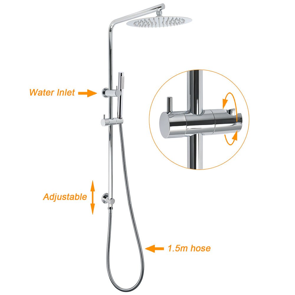 WELS 2 In 1 Shower Head Set Sliding Rail 3 Mode Handheld Arm 10" Round Chrome Taps - Furniture > Bathroom > Shower Heads & Screens - Rivercity House & Home Co. (ABN 18 642 972 209) - Affordable Modern Furniture Australia