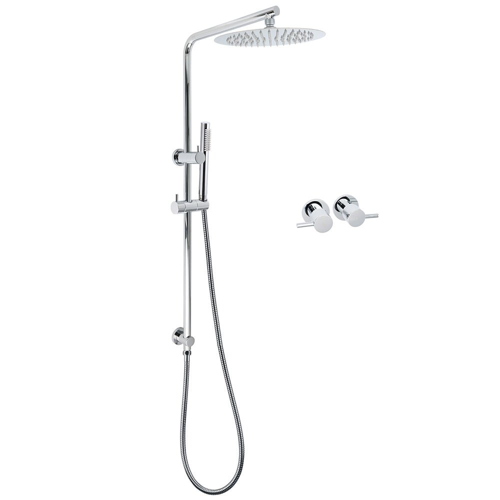 WELS 2 In 1 Shower Head Set Sliding Rail 3 Mode Handheld Arm 10" Round Chrome Taps - Furniture > Bathroom > Shower Heads & Screens - Rivercity House & Home Co. (ABN 18 642 972 209) - Affordable Modern Furniture Australia