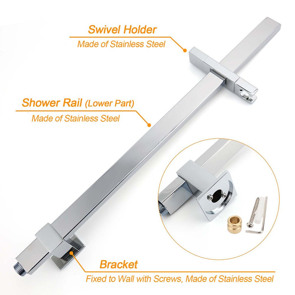 WELS 2 in 1 Square Shower Head Set 10" Rain Handheld Sliding Rail Arm Wall Mixer - Furniture > Bathroom > Shower Heads & Screens - Rivercity House & Home Co. (ABN 18 642 972 209) - Affordable Modern Furniture Australia