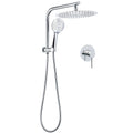 2in1 12" Round Shower Head with 3-Mode Handheld, Gooseneck Arm Diverter & Mixer - Chrome