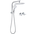 2in1 12" Round 3-Mode Handheld Shower Head with Gooseneck Arm Diverter Set - Chrome