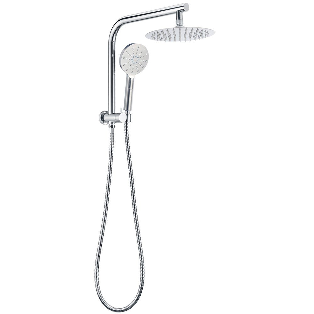 WELS 2in1 Shower 8" Round Chrome Head 3 Mode Handheld Rose Gooseneck Arm Set - Furniture > Bathroom > Shower Heads & Screens - Rivercity House & Home Co. (ABN 18 642 972 209) - Affordable Modern Furniture Australia
