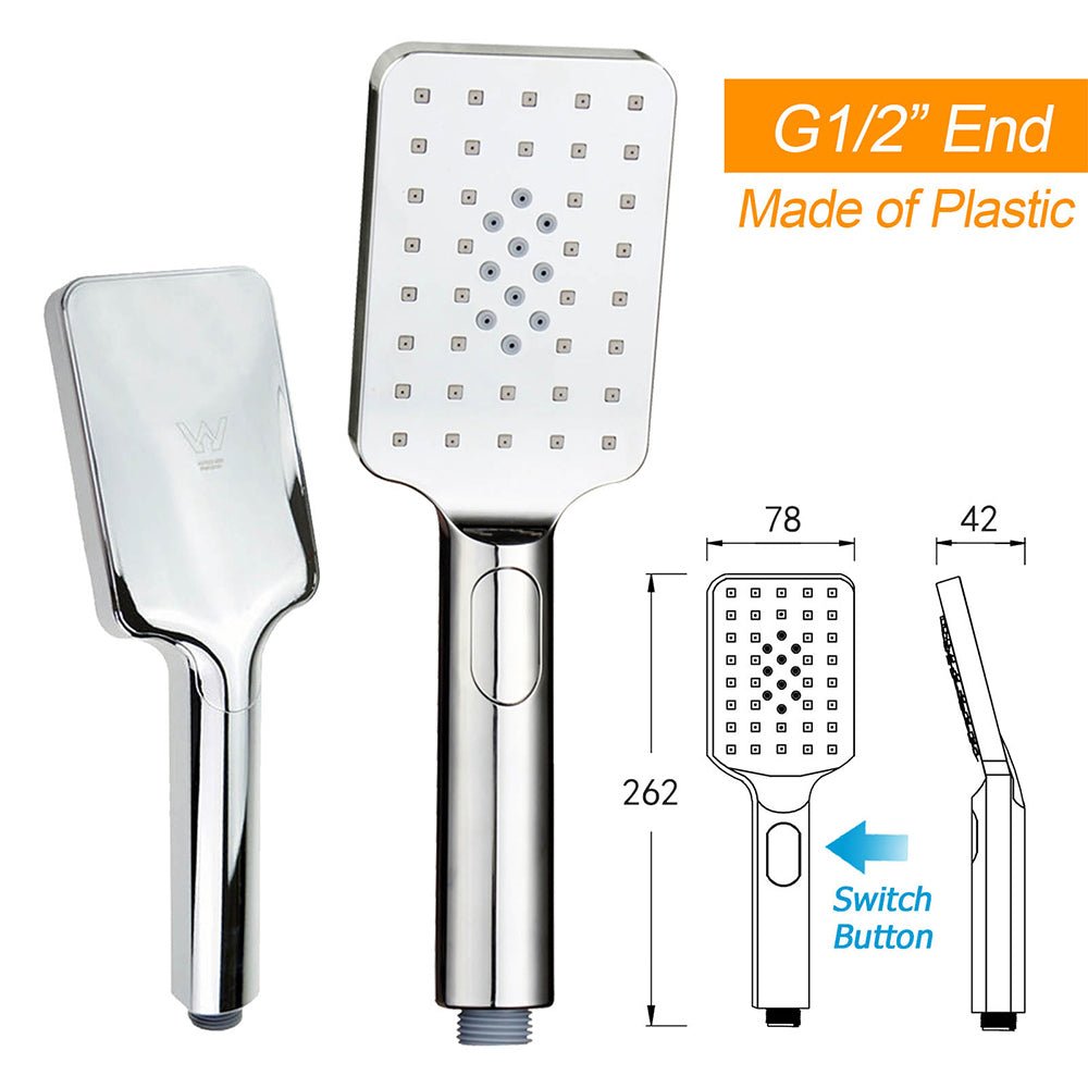 WELS 2IN1 Square Shower Head Set 10" Rain Handheld Sliding Rail Arm Inbuilt Diverter - Furniture > Bathroom > Shower Heads & Screens - Rivercity House & Home Co. (ABN 18 642 972 209) - Affordable Modern Furniture Australia