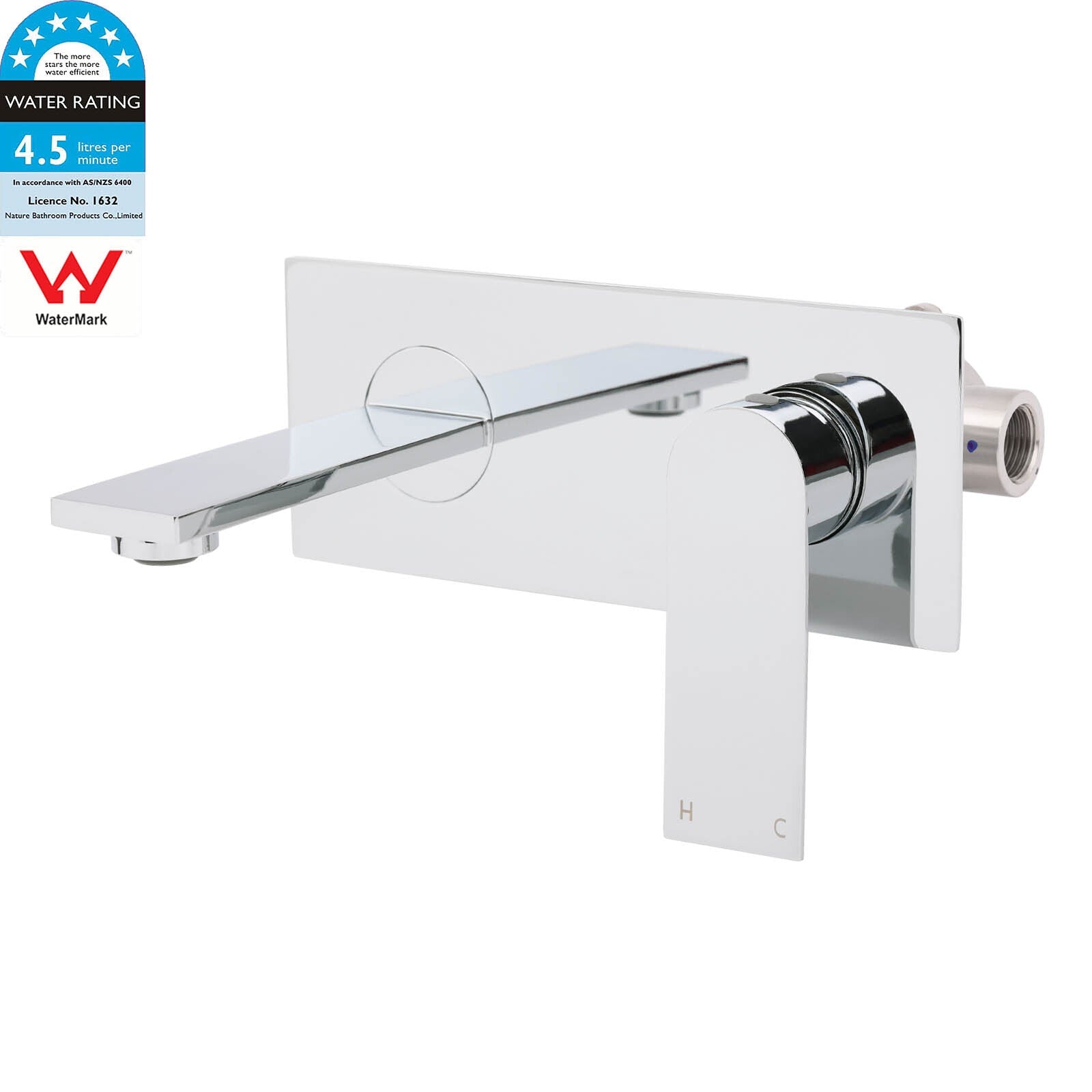 WELS 4.5L/m Chrome Square Wall Mounted Basin Mixer Laundry Faucet Tap Spout Set - Furniture > Bathroom > Shower Heads & Screens - Rivercity House & Home Co. (ABN 18 642 972 209) - Affordable Modern Furniture Australia