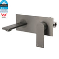 4.5L/m Grey Metal Square Wall Mount Basin Mixer Faucet Tap Spout Set - Grey Metal