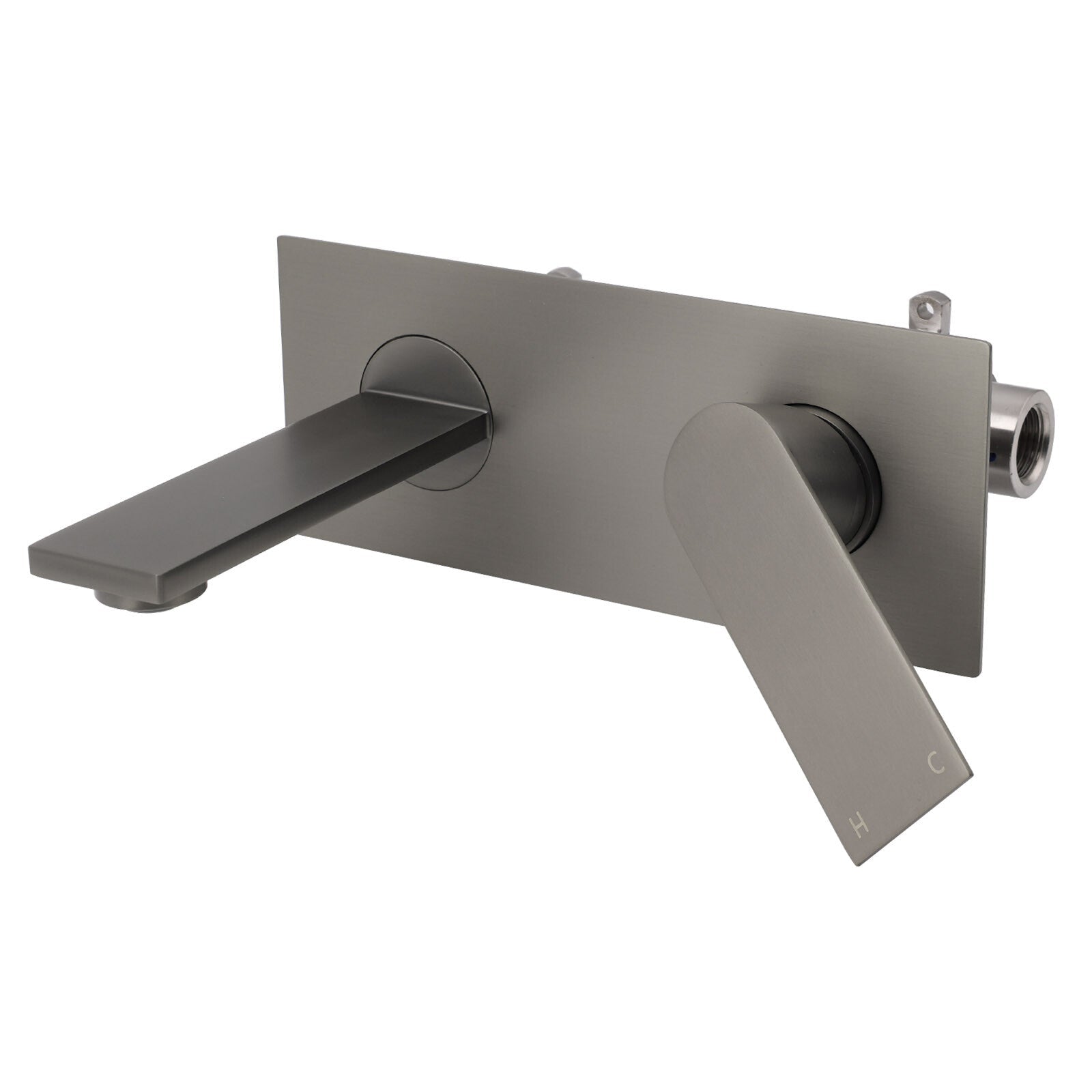 WELS 4.5L/m Gun Metal Square Wall Mount Basin Mixer Laundry Faucet Tap Spout Set - Furniture > Bathroom > Shower Heads & Screens - Rivercity House & Home Co. (ABN 18 642 972 209) - Affordable Modern Furniture Australia