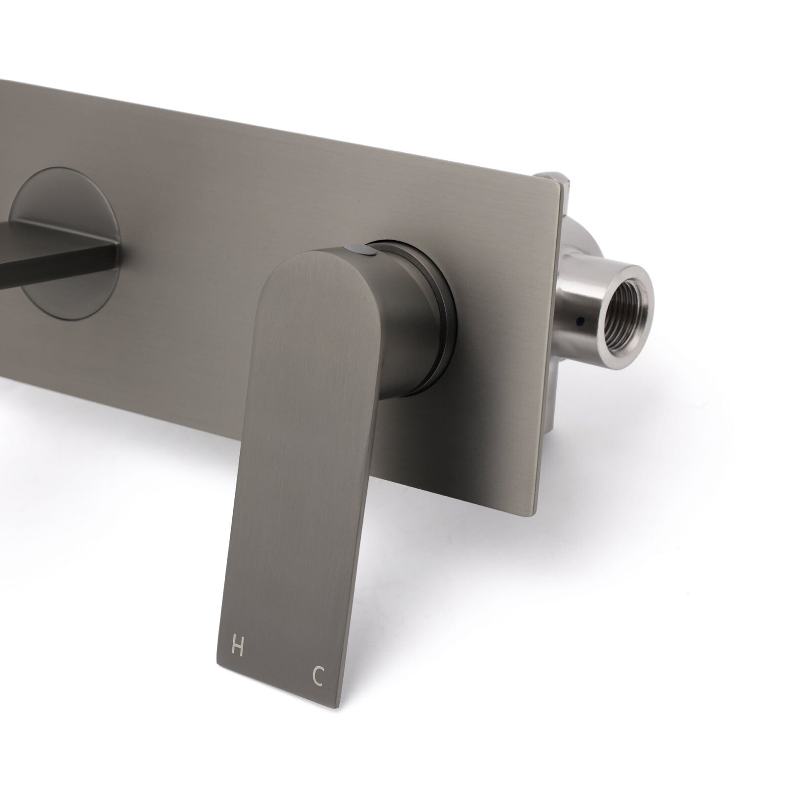WELS 4.5L/m Gun Metal Square Wall Mount Basin Mixer Laundry Faucet Tap Spout Set - Furniture > Bathroom > Shower Heads & Screens - Rivercity House & Home Co. (ABN 18 642 972 209) - Affordable Modern Furniture Australia