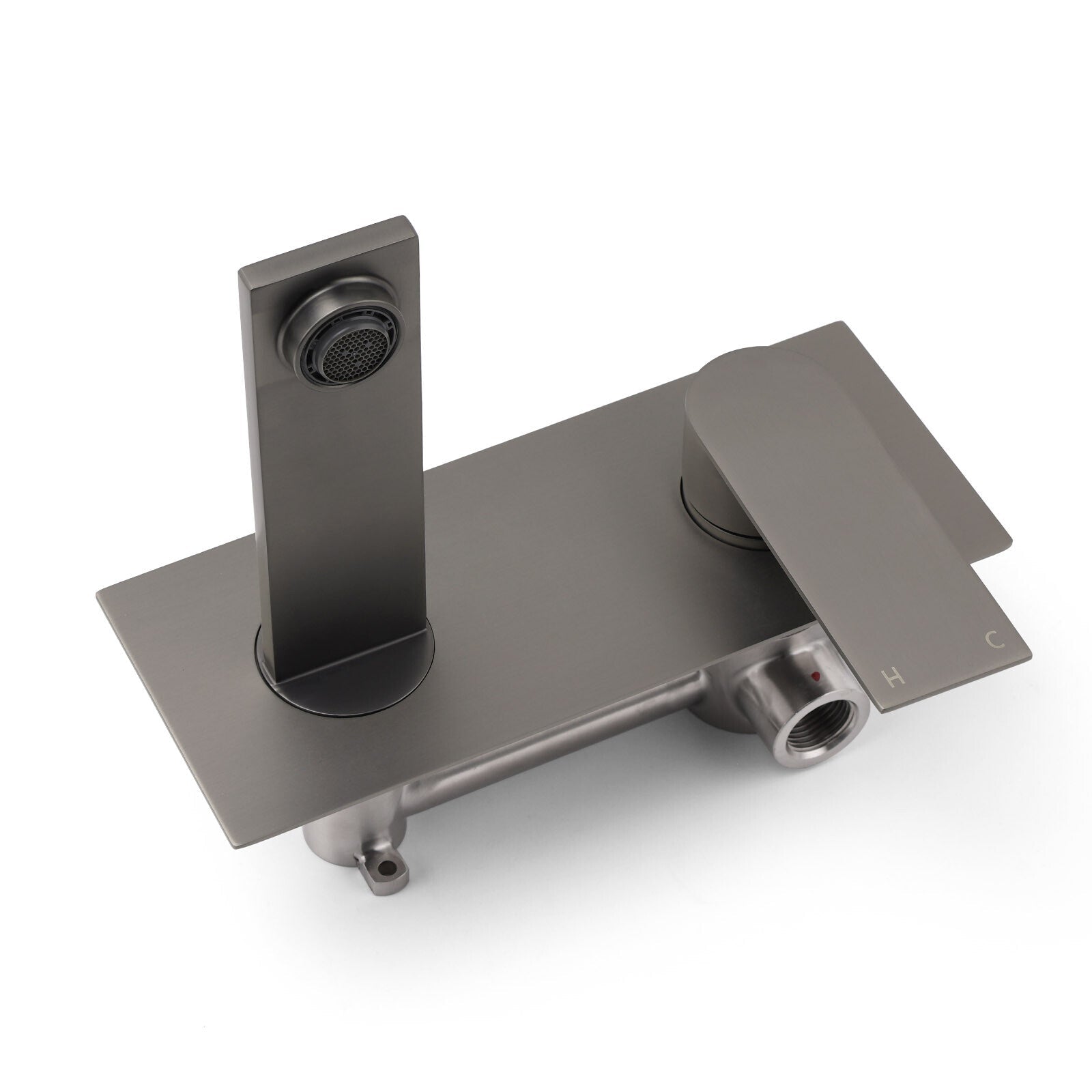 WELS 4.5L/m Gun Metal Square Wall Mount Basin Mixer Laundry Faucet Tap Spout Set - Furniture > Bathroom > Shower Heads & Screens - Rivercity House & Home Co. (ABN 18 642 972 209) - Affordable Modern Furniture Australia