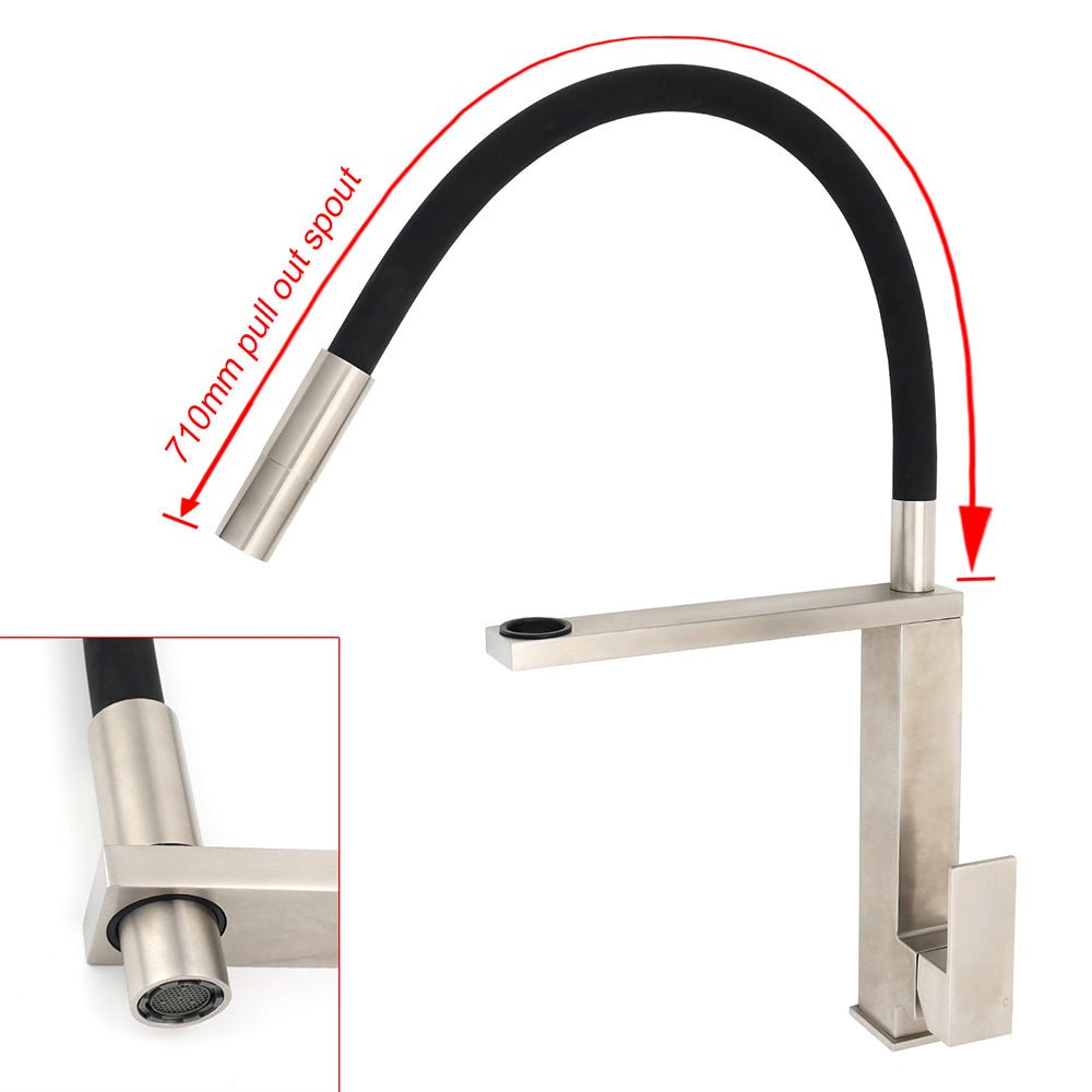 WELS 6.0L/m Chrome Kitchen Sink Basin Mixer Swivel Faucet Tapware Pull Out Spout - Furniture > Bathroom > Shower Heads & Screens - Rivercity House & Home Co. (ABN 18 642 972 209) - Affordable Modern Furniture Australia