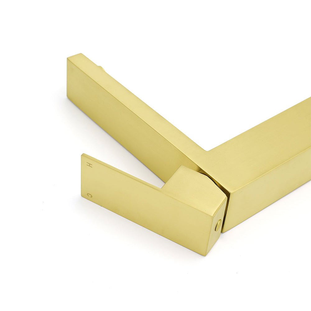 WELS 6L/m Brushed Gold Square Tall Basin Vessel Mixer Kitchen Laundry Faucet Tap - Furniture > Bathroom > Shower Heads & Screens - Rivercity House & Home Co. (ABN 18 642 972 209) - Affordable Modern Furniture Australia