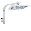 200mm ABS Square Rain Shower Head with Brass Gooseneck Wall Arm - Chrome