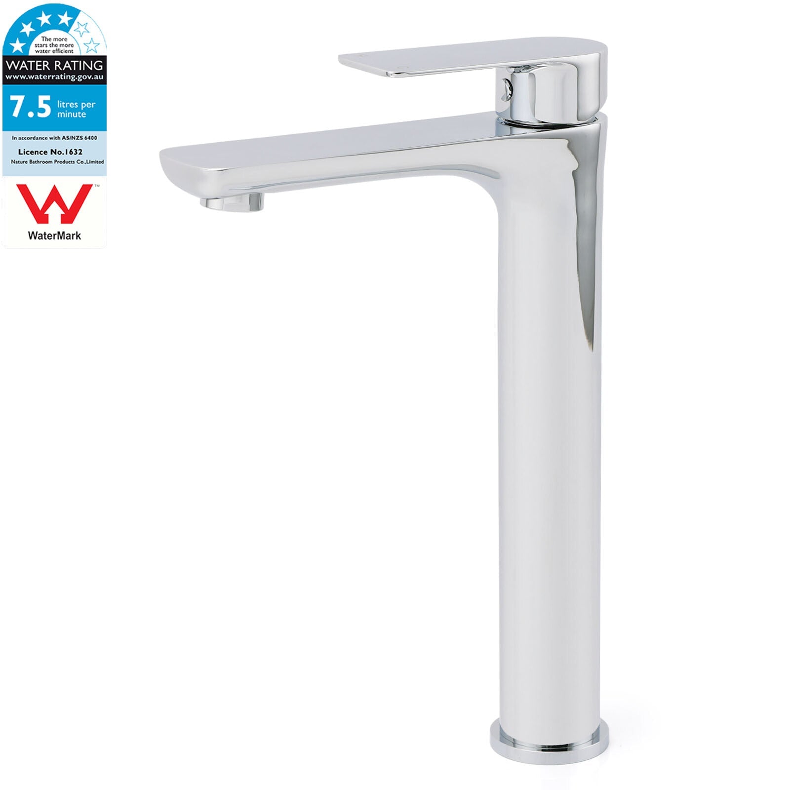 WELS Bathroom Chrome Round Tall Basin Mixer Vanity Faucet Laundry Counter Tap - Furniture > Bathroom > Shower Heads & Screens - Rivercity House & Home Co. (ABN 18 642 972 209) - Affordable Modern Furniture Australia