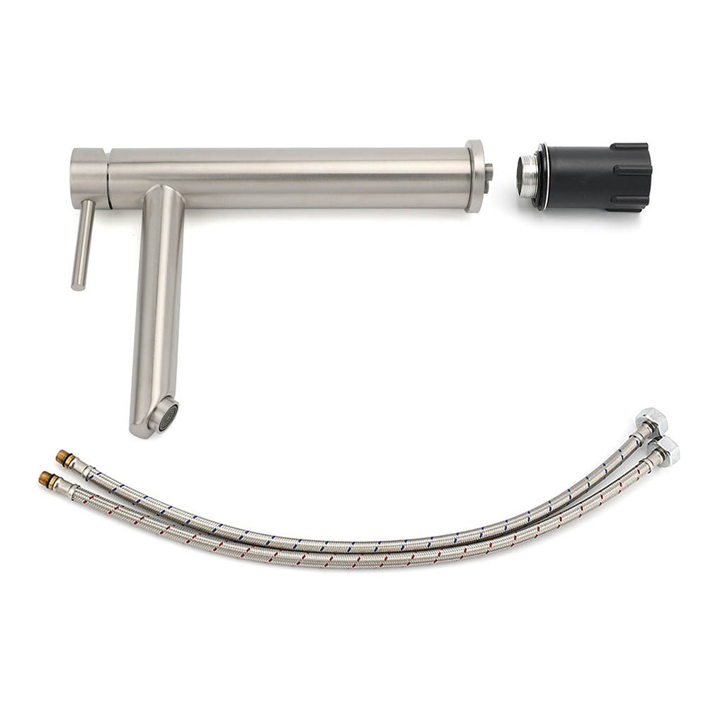 WELS Bathroom Laundry Round Basin Mixer Vanity Sink Faucet Tap Silver Brushed - Furniture > Bathroom > Shower Heads & Screens - Rivercity House & Home Co. (ABN 18 642 972 209) - Affordable Modern Furniture Australia