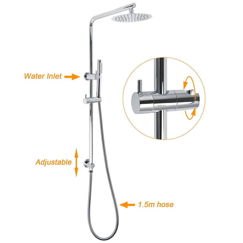 WELS Bathroom Round 8" Rain Shower Head Single Mode Brass Handheld Spray Rail Arm Set Mixer - Furniture > Bathroom > Shower Heads & Screens - Rivercity House & Home Co. (ABN 18 642 972 209) - Affordable Modern Furniture Australia