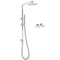 8" Round Rain Shower Head Handheld Spray Rail Set with Twin Taps - Chrome