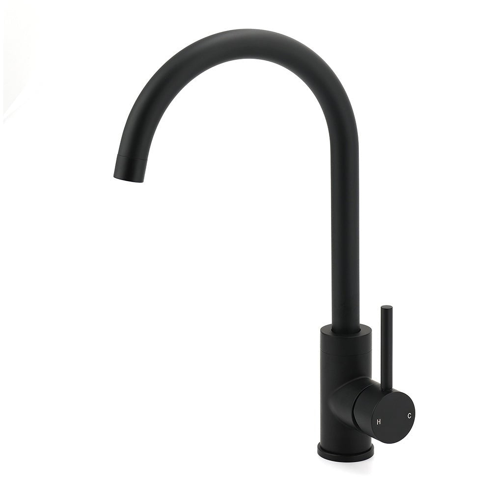 WELS Black Kitchen Sink Mixer Laundry Faucet Tapware 360° Swivel Gooseneck Spout - Furniture > Bathroom > Shower Heads & Screens - Rivercity House & Home Co. (ABN 18 642 972 209) - Affordable Modern Furniture Australia