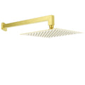 12" Square Thin Rain Shower Head with 400mm Straight Wall Arm - Brushed Gold