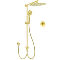 12" Large Round 2in1 Rain & Handheld Shower Set with Sliding Rail Mixer - Brushed Gold