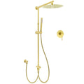 12" Large Round 2in1 Rain Shower Head with Handheld Sliding Rail Mixer Set - Brushed Gold