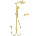 8" Round 2in1 Shower Set with 3-Mode Handheld, Rose Sliding Rail & Twin Taps - Brushed Gold