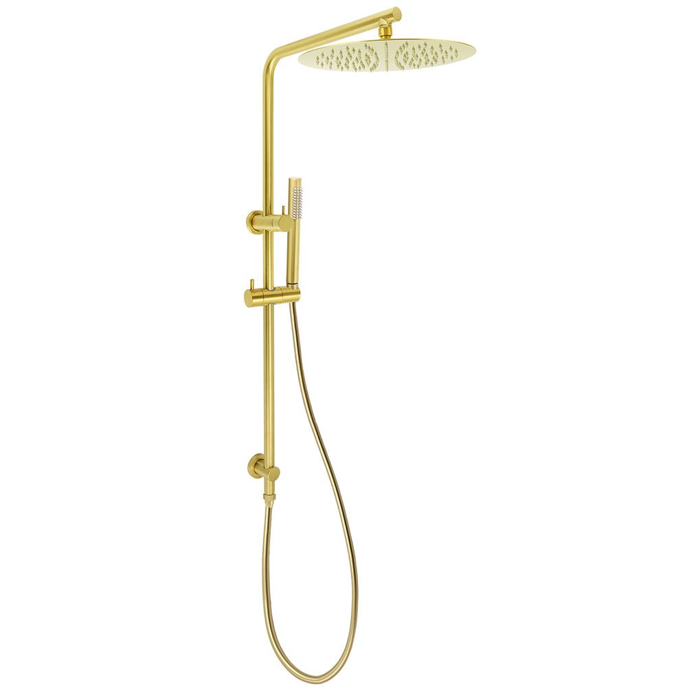 WELS Brushed Gold 2in1 Shower Large Round 12" Rain Head Handheld Silde Wall Rail Arm - Furniture > Bathroom > Shower Heads & Screens - Rivercity House & Home Co. (ABN 18 642 972 209) - Affordable Modern Furniture Australia