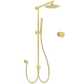 KYLINS 2in1 8" Round Rainfall & Handheld Shower Set with Sliding Rail Mixer Valve - Brushed Gold