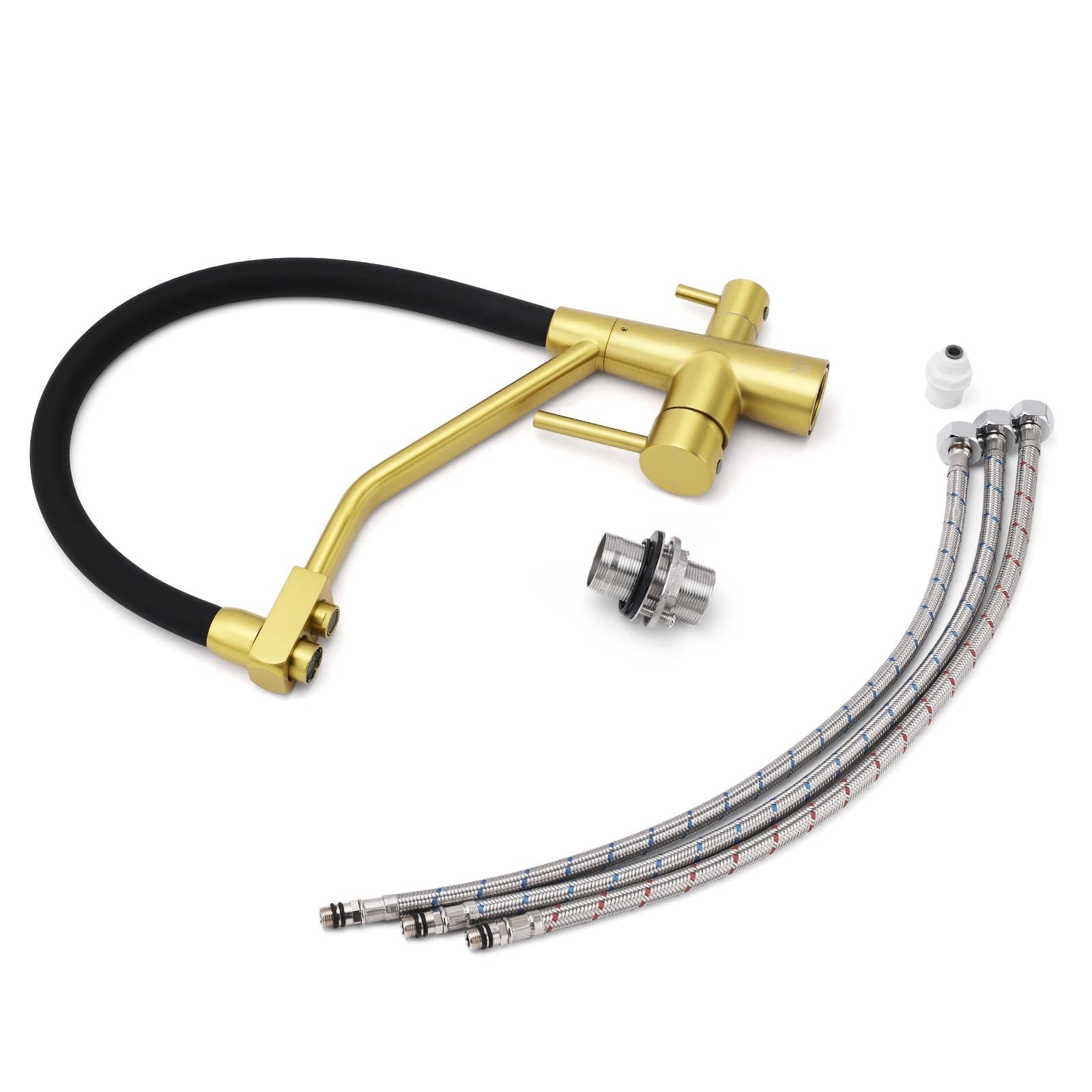 WELS Brushed Gold 3 - Way Pure Drink Water Kitchen Mixer Sink Tap Pull Out Spout - Furniture > Bathroom > Shower Heads & Screens - Rivercity House & Home Co. (ABN 18 642 972 209) - Affordable Modern Furniture Australia