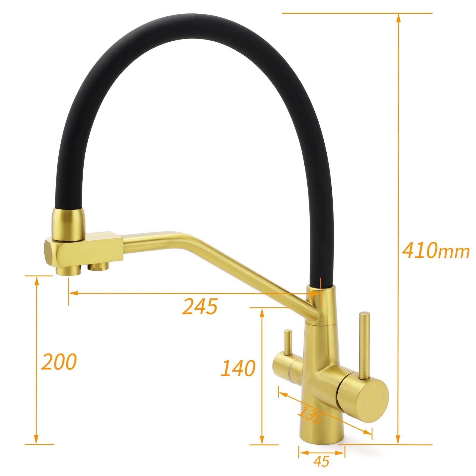 WELS Brushed Gold 3 - Way Pure Drink Water Kitchen Mixer Sink Tap Pull Out Spout - Furniture > Bathroom > Shower Heads & Screens - Rivercity House & Home Co. (ABN 18 642 972 209) - Affordable Modern Furniture Australia