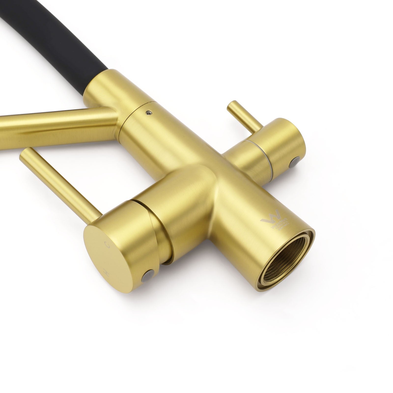 WELS Brushed Gold 3 - Way Pure Drink Water Kitchen Mixer Sink Tap Pull Out Spout - Furniture > Bathroom > Shower Heads & Screens - Rivercity House & Home Co. (ABN 18 642 972 209) - Affordable Modern Furniture Australia