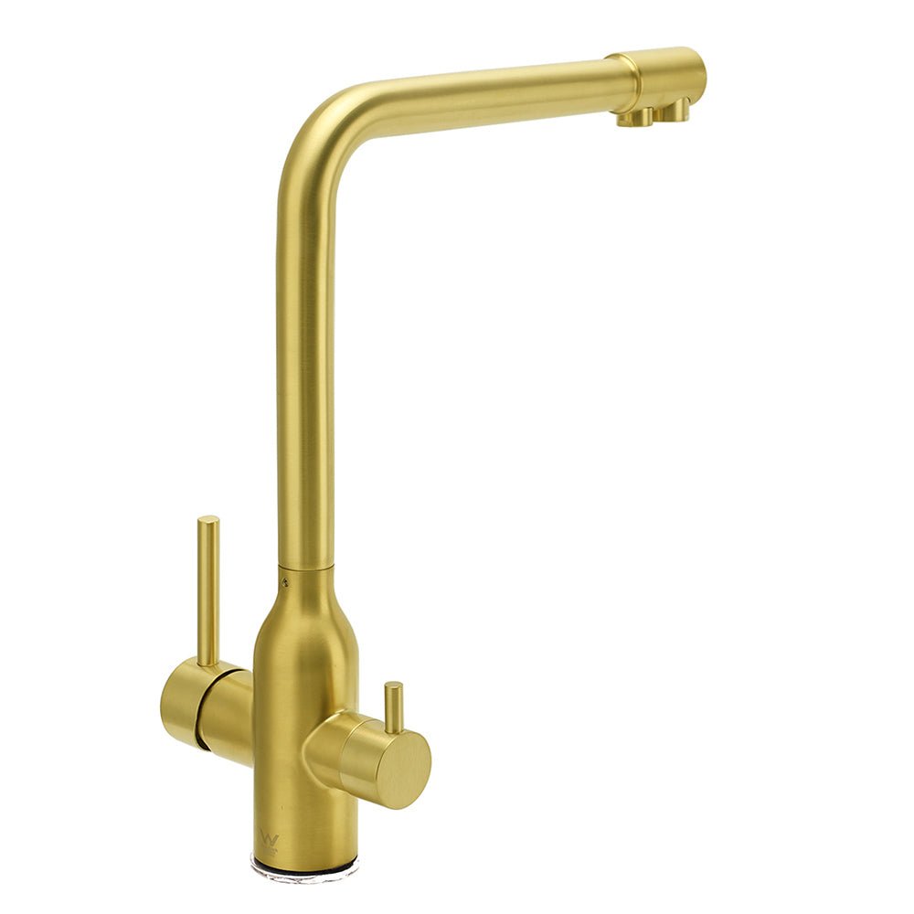 WELS Brushed Gold 3 Ways Kitchen Mixer Tap Swivel Spout Pure Water Sink Faucet Set - Furniture > Bathroom > Shower Heads & Screens - Rivercity House & Home Co. (ABN 18 642 972 209) - Affordable Modern Furniture Australia