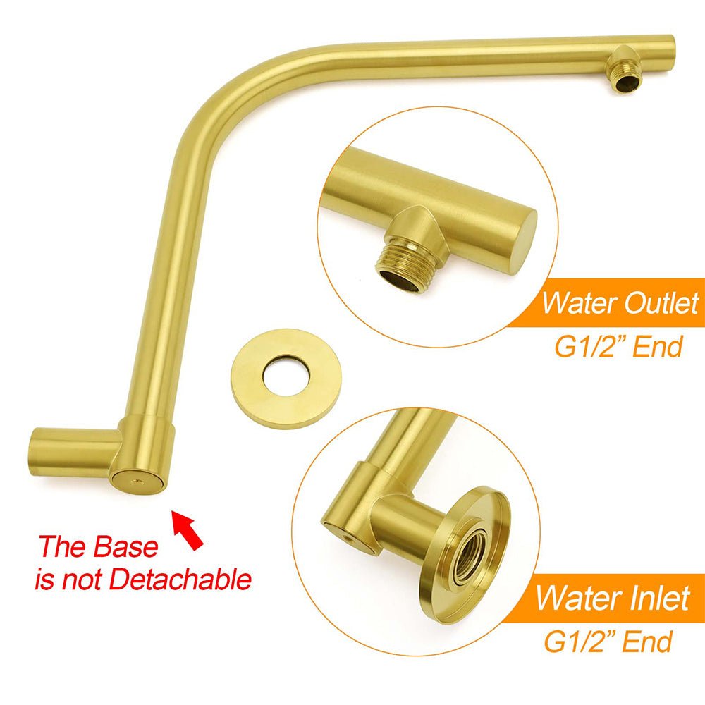 WELS Brushed Gold 8" Round Shower Head Brass 360º Swivel Gooseneck Wall Arm Set - Furniture > Bathroom > Shower Heads & Screens - Rivercity House & Home Co. (ABN 18 642 972 209) - Affordable Modern Furniture Australia