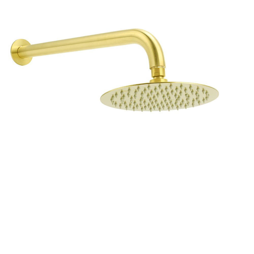 WELS Brushed Gold 8" Shower Rainfall Head + 355mm Straight Wall Mounted Arm Set - Furniture > Bathroom > Shower Heads & Screens - Rivercity House & Home Co. (ABN 18 642 972 209) - Affordable Modern Furniture Australia