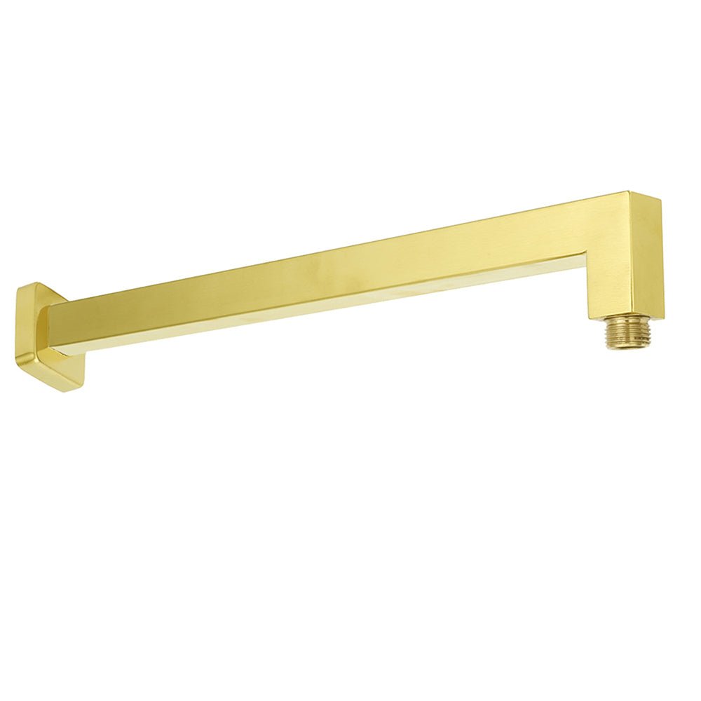WELS Brushed Gold 8" Square Rainfall Shower Head 400mm Long Straight Wall Arm Set - Furniture > Bathroom > Shower Heads & Screens - Rivercity House & Home Co. (ABN 18 642 972 209) - Affordable Modern Furniture Australia