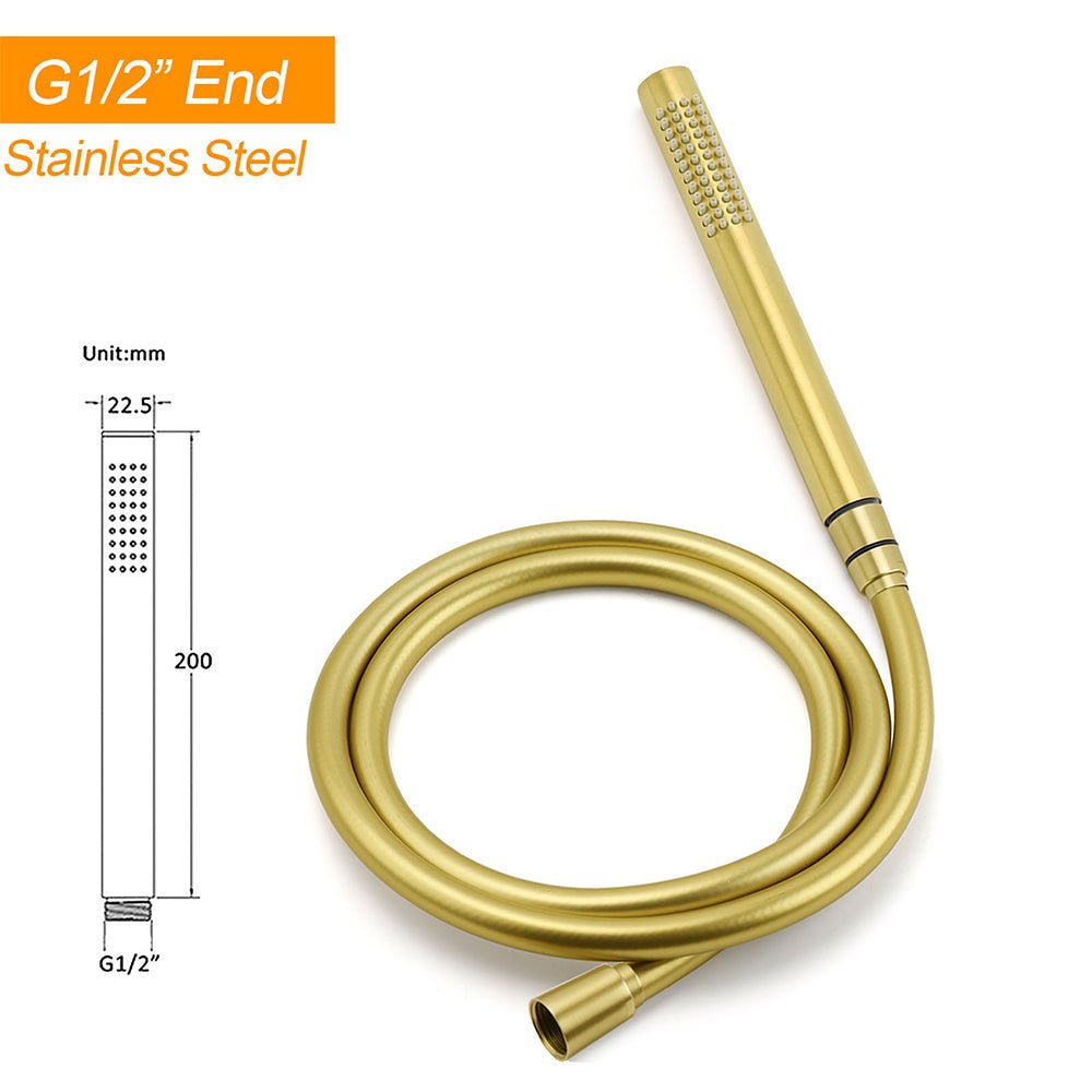 WELS Brushed Gold Bath Tub Mixer Tap Free Standing Faucet Spout Handheld Shower - Furniture > Bathroom > Shower Heads & Screens - Rivercity House & Home Co. (ABN 18 642 972 209) - Affordable Modern Furniture Australia