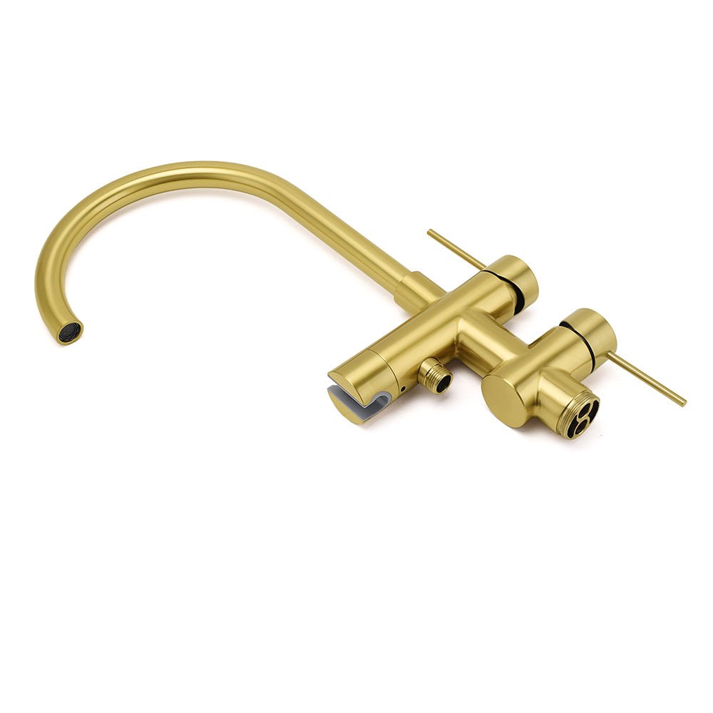 WELS Brushed Gold Bath Tub Mixer Tap Free Standing Faucet Spout Handheld Shower - Furniture > Bathroom > Shower Heads & Screens - Rivercity House & Home Co. (ABN 18 642 972 209) - Affordable Modern Furniture Australia
