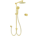 Brushed Gold 8" Round Dual Shower Set with 3-Mode Handheld & Sliding Rail Mixer Valve - Gold
