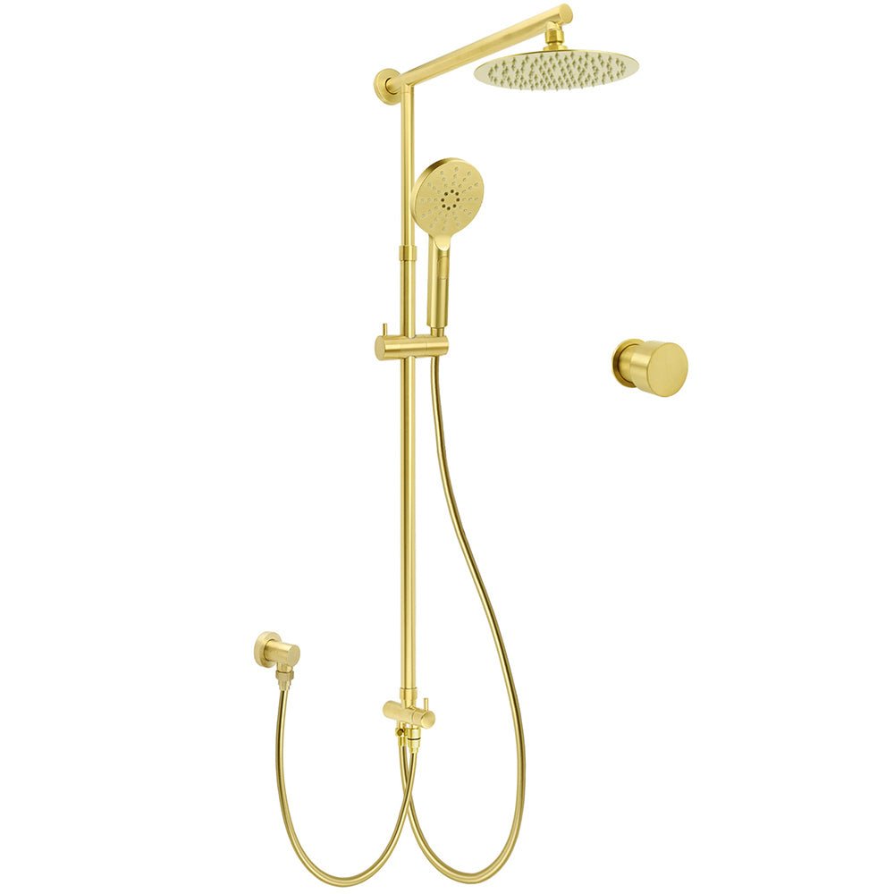 WELS Brushed Gold Dual Shower Set 8" Round Head 3 Mode Handheld Rose Sliding Rail Mixer Valve - Furniture > Bathroom > Shower Heads & Screens - Rivercity House & Home Co. (ABN 18 642 972 209) - Affordable Modern Furniture Australia