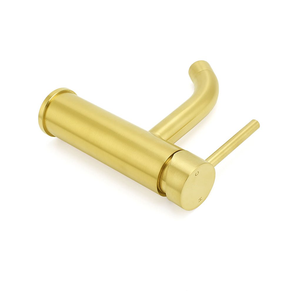 WELS Brushed Gold Kitchen Laundry Round Basin Mixer Vanity Sink Faucet Tapware - Furniture > Bathroom > Shower Heads & Screens - Rivercity House & Home Co. (ABN 18 642 972 209) - Affordable Modern Furniture Australia