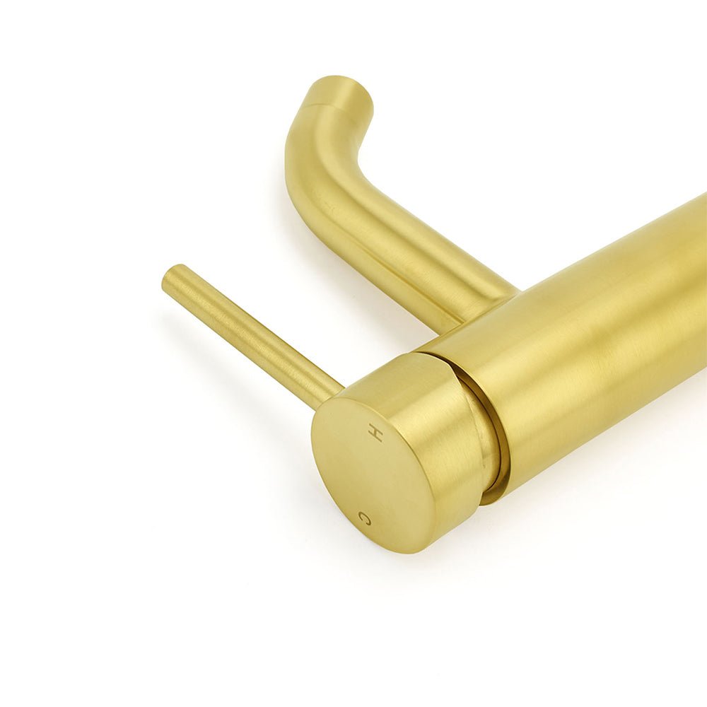 WELS Brushed Gold Kitchen Laundry Round Basin Mixer Vanity Sink Faucet Tapware - Furniture > Bathroom > Shower Heads & Screens - Rivercity House & Home Co. (ABN 18 642 972 209) - Affordable Modern Furniture Australia