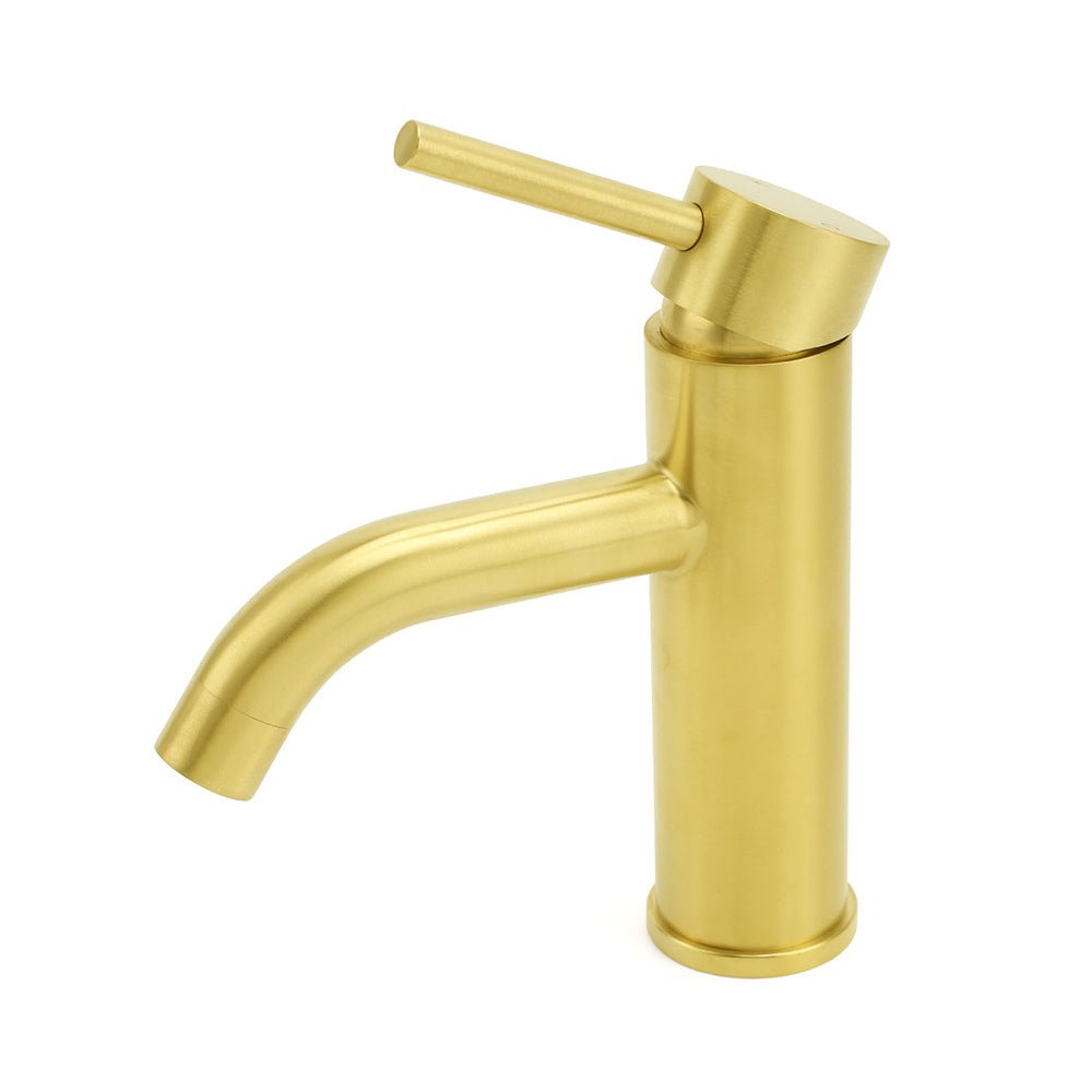 WELS Brushed Gold Kitchen Laundry Round Basin Mixer Vanity Sink Faucet Tapware - Furniture > Bathroom > Shower Heads & Screens - Rivercity House & Home Co. (ABN 18 642 972 209) - Affordable Modern Furniture Australia