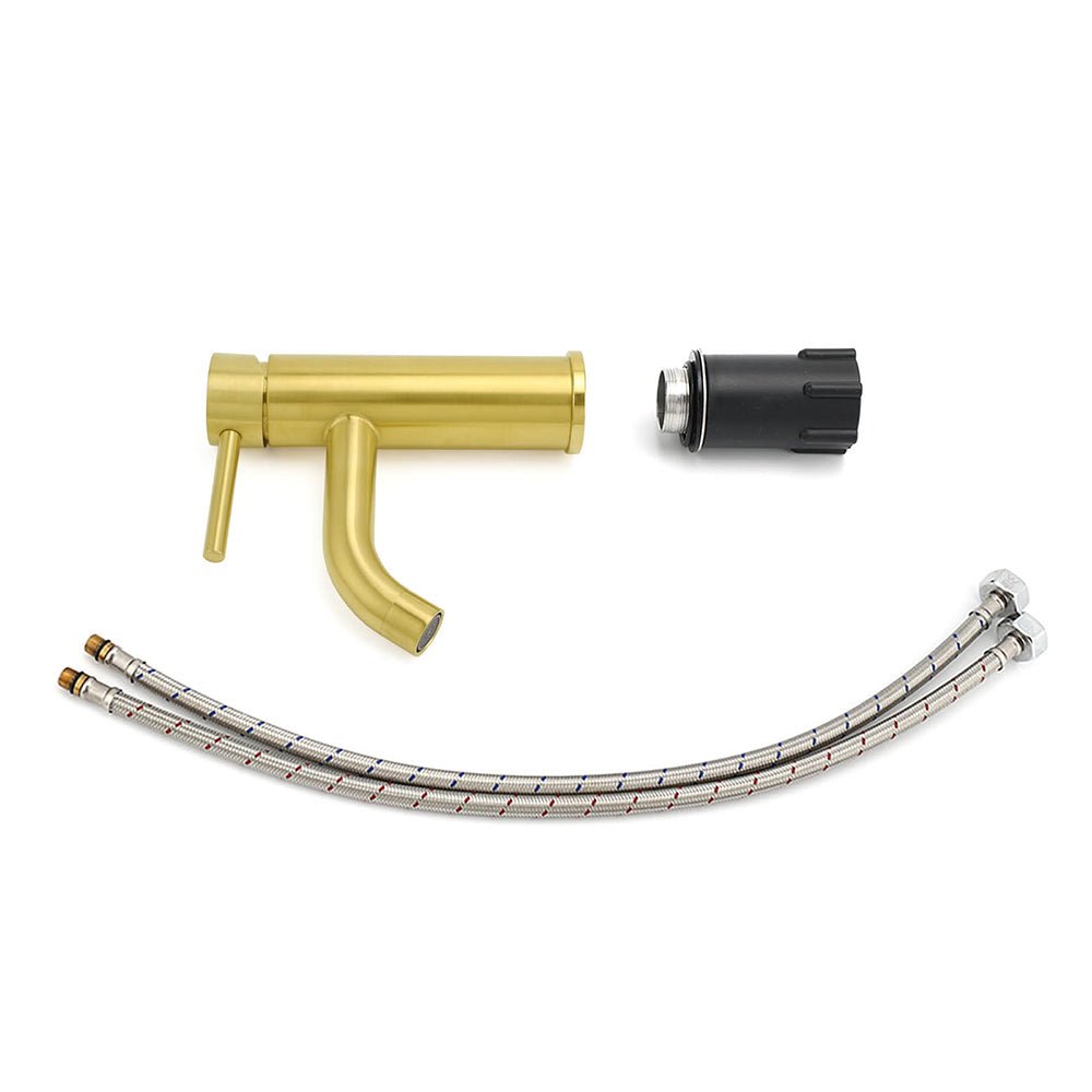WELS Brushed Gold Kitchen Laundry Round Basin Mixer Vanity Sink Faucet Tapware - Furniture > Bathroom > Shower Heads & Screens - Rivercity House & Home Co. (ABN 18 642 972 209) - Affordable Modern Furniture Australia