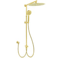 12" Large Round 3-Mode Handheld & Rainfall Shower Head with Sliding Rail Set - Brushed Gold