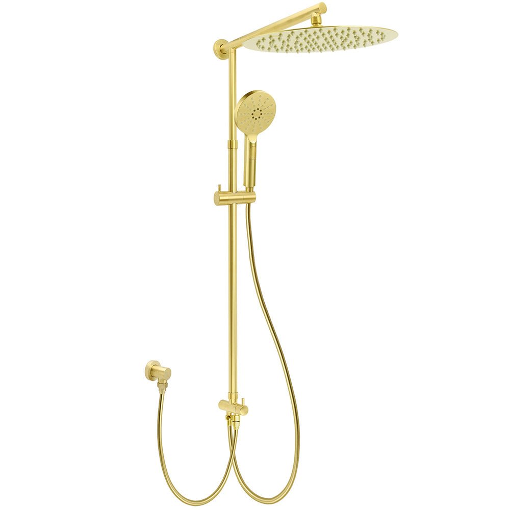 WELS Brushed Gold Large Round Shower 12" Head 3 Mode Handheld Rose Sliding Rail Arm Set - Furniture > Bathroom > Shower Heads & Screens - Rivercity House & Home Co. (ABN 18 642 972 209) - Affordable Modern Furniture Australia