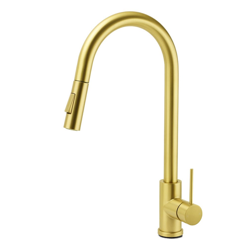 WELS Brushed Gold Pull Out Kitchen Sink Tap Basin Mixer Faucet 2 Modes Spout Set - Furniture > Bathroom > Shower Heads & Screens - Rivercity House & Home Co. (ABN 18 642 972 209) - Affordable Modern Furniture Australia