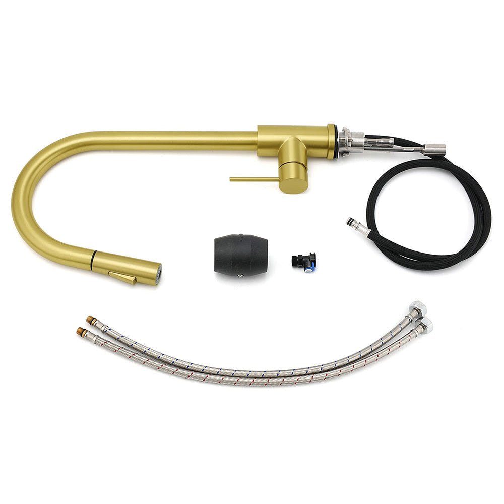 WELS Brushed Gold Pull Out Kitchen Sink Tap Basin Mixer Faucet 2 Modes Spout Set - Furniture > Bathroom > Shower Heads & Screens - Rivercity House & Home Co. (ABN 18 642 972 209) - Affordable Modern Furniture Australia