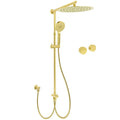 12" Brushed Gold Rainfall Shower Head with 3-Mode Handheld & Sliding Rail Set - Brushed Gold