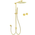 12" Brushed Gold Rain Shower Head with Ergonomic Handheld and Sliding Rail Set - Brushed Gold