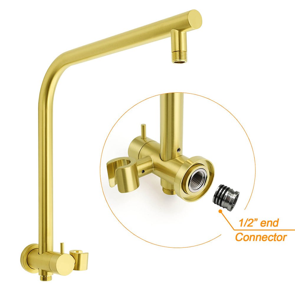 WELS Brushed Gold Round 12" Rain Shower Head Stainless Steel Handheld Diverter Wall Arm Set - Furniture > Bathroom > Shower Heads & Screens - Rivercity House & Home Co. (ABN 18 642 972 209) - Affordable Modern Furniture Australia