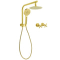 2in1 Round Shower Head Set with Diverter, Wall Arm & Handheld Mixer - Brushed Gold