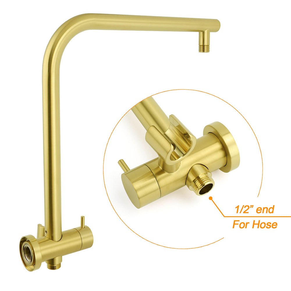 WELS Brushed Gold Round 2in1 Shower Head Set Diverter Wall Arm Stainless Steel Handheld + Taps - Furniture > Bathroom > Shower Heads & Screens - Rivercity House & Home Co. (ABN 18 642 972 209) - Affordable Modern Furniture Australia